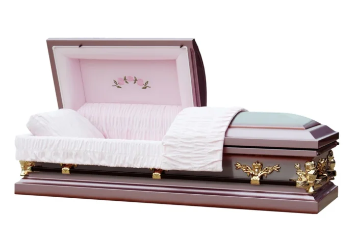 Lilac Rose Casket Purple Finish with Pink Velvet Interior