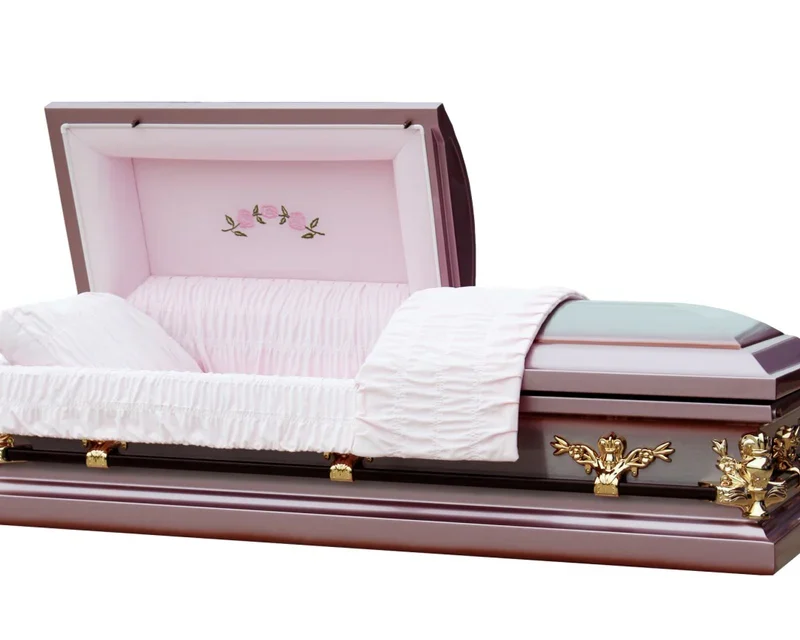 Lilac Rose Casket Purple Finish with Pink Velvet Interior