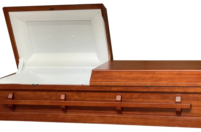 Classic - Poplar Veneer Wood Casket with White Velvet Interior