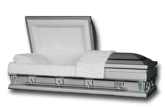 Oversized Casket in Silver Finish with White