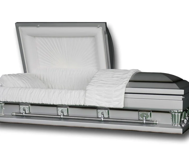 Oversized Casket in Silver Finish with White