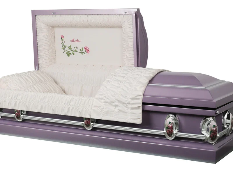 Heavenly Mother Casket - Lilac Casket with Pink Interior