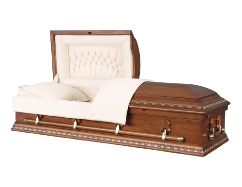 Wyoming Poplar Wood Casket with Ivory Velvet Interior