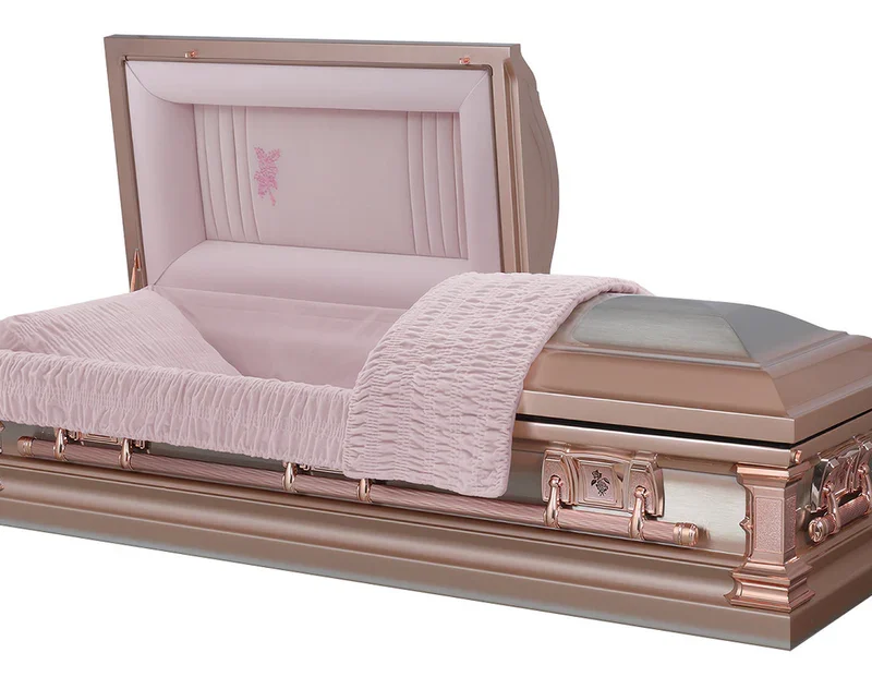 Montebello Rose with Pink Velvet Interior - Stainless Steel Casket