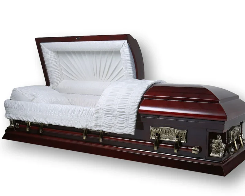 Pieta Solid Poplar Casket - Cherry Finish