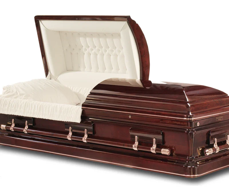 Prince Poplar Solid Wood Casket With Ivory Velvet Interior