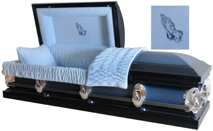 Casket The Prayer - Metal Casket in Spruce Blue Finish