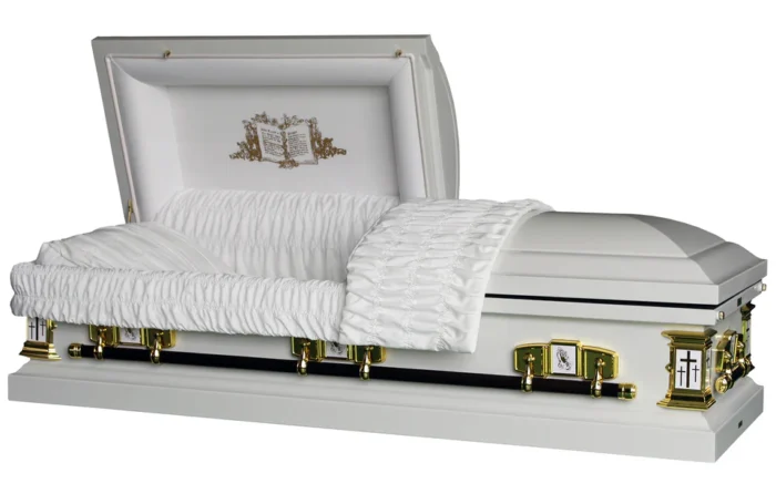 White Cross Casket with Lords Prayer