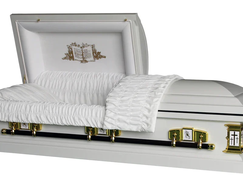 White Cross Casket with Lords Prayer